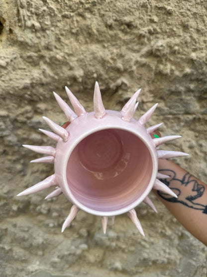 Vaso Mina Rosa di Oilloc2 in ceramica con finitura rosa, elegante e decorativo per la casa.