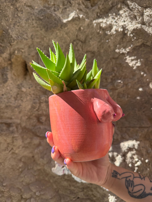 Vaso Boobs Salmon di Oilloc2, decorativo in ceramica a forma di seni femminili, con finitura color salmone, ideale per arredamento.