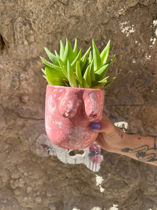 Vaso Boobs rosa di Oilloc2, decorativo in ceramica con forma di seni femminili, ideale per l'arredamento di casa.